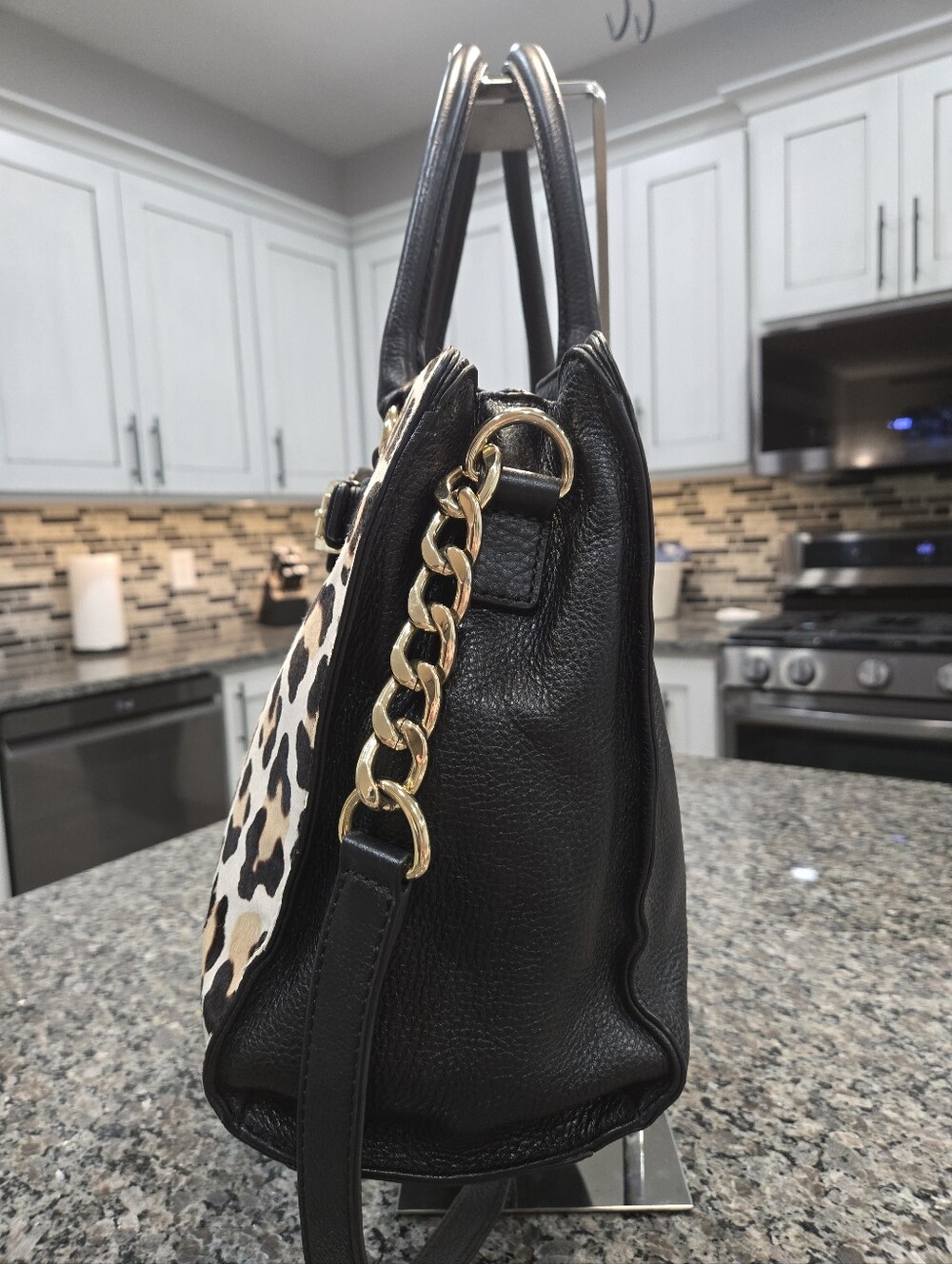 Michael Kors Leopard Calf Hair Hamilton Satchel - Picture 7 of 15